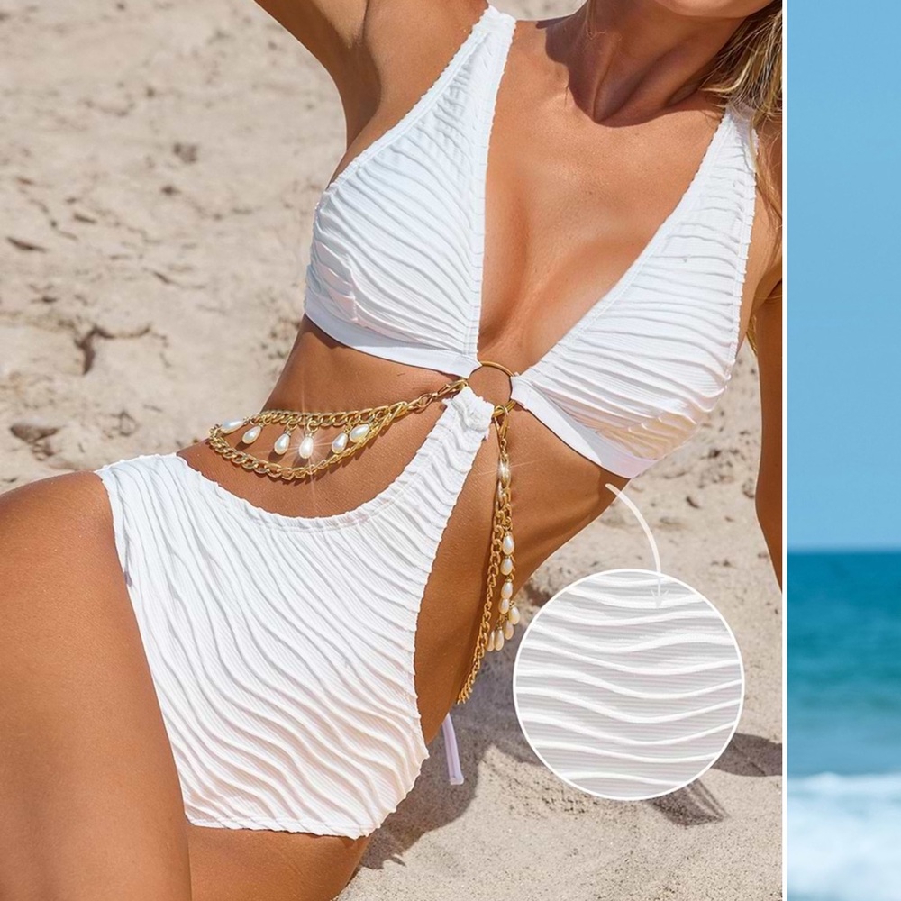 Cupshe White Textured One Piece Swimsuit